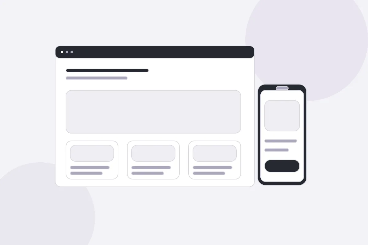 Illustration of the same website layout adapted to a desktop browser and a phone
